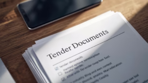 tender documents checklist organised on desk