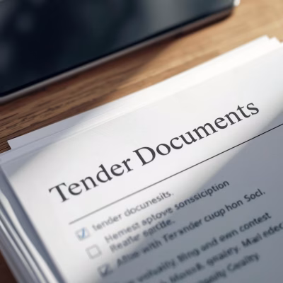 tender documents checklist organised on desk